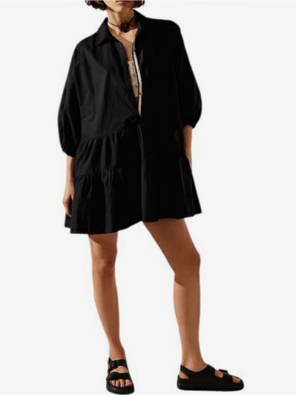 Free People Misha Mini Dress in black